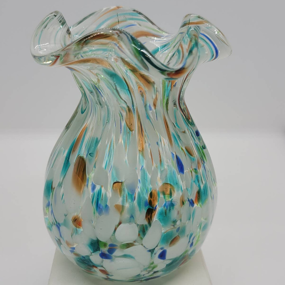 Vintage Murano Vase, hand blown, confetti glass art vase